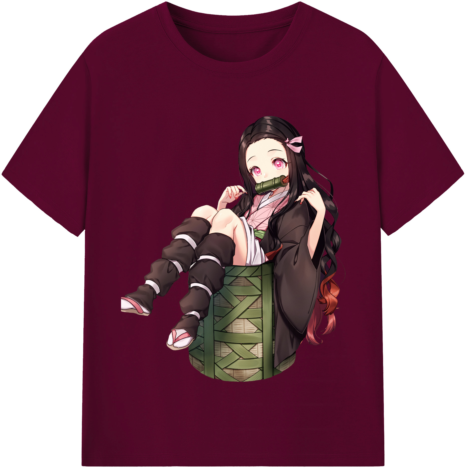 （画像用） 鬼滅の刃（きめつのやいば）竈門 禰󠄀豆子／かまど ねずこ Kamado Nezuko レディースカジュアルプリントTシャツ（綿100％）